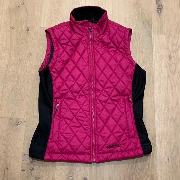 Marmot Kitzbuhel Quilted Vest Raspberry Pink & Black size Small - Picture 4 of 15